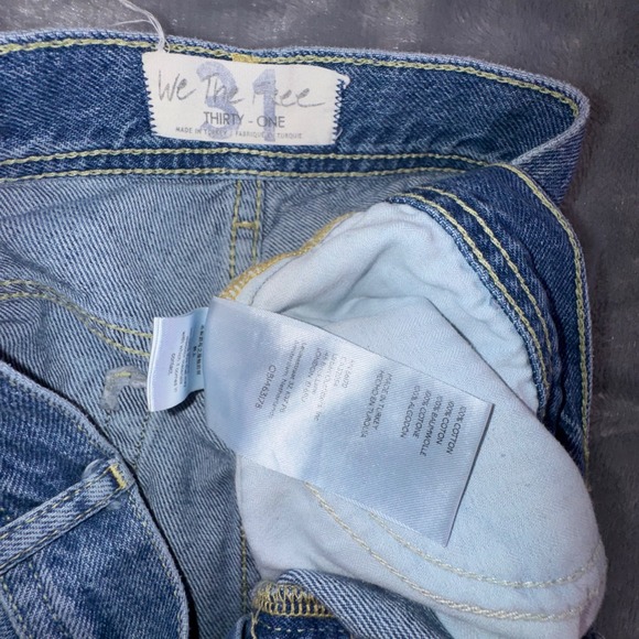 We‎ The Free People Maggie Mid Rise Jeans Raw Hem Women's 31 Stretch 32x25 Loose - Picture 7 of 13